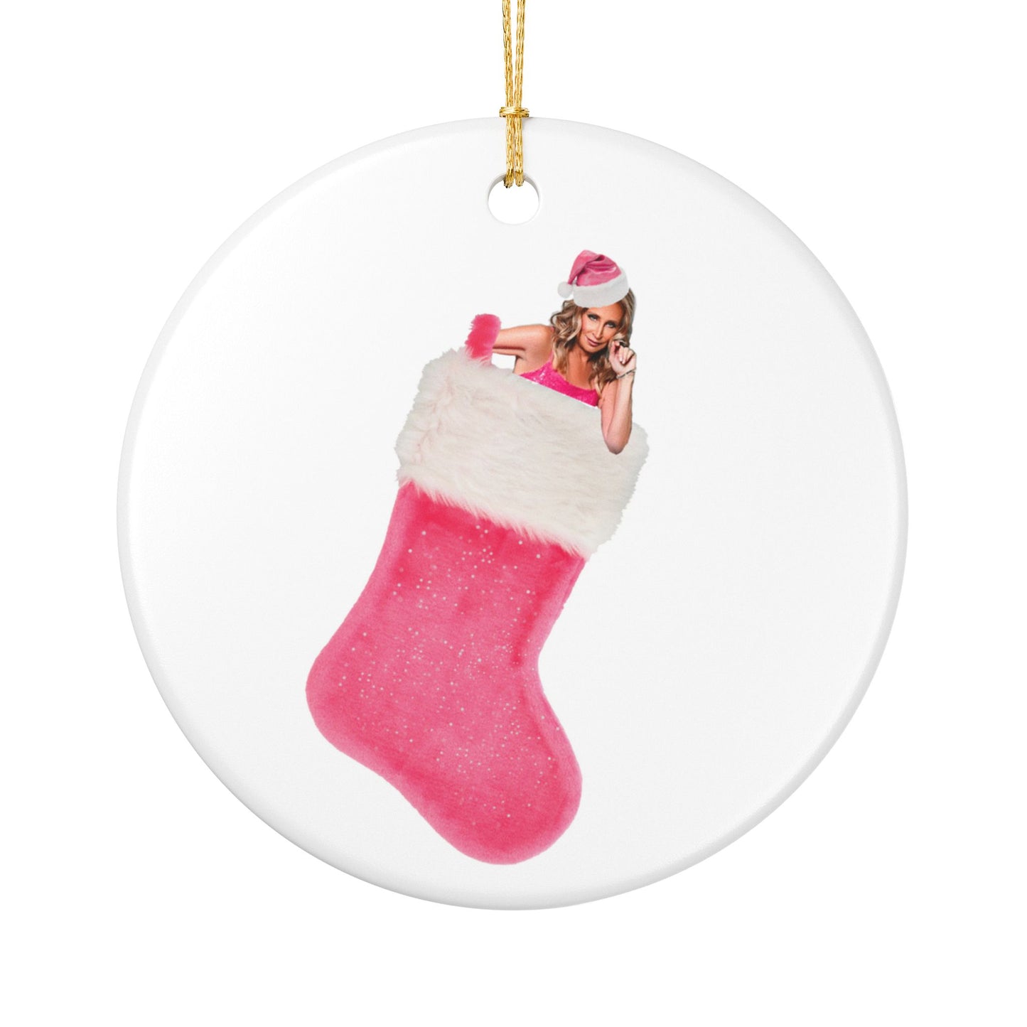 Sonja In Your Stocking - Sonja Morgan Pink Christmas Stocking - Ceramic Holiday Ornament